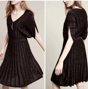 Knitted & Knotted Black Metallic Dress Size Large